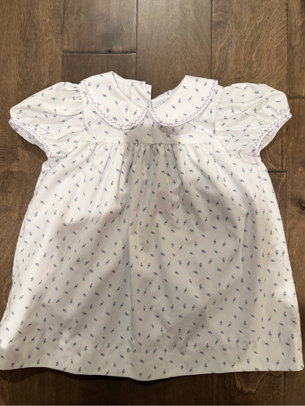 The Beaufort Bonnet Company White Dress with Purple Floral Accents